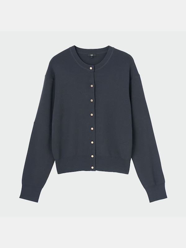 UVカットメタルボタンショートカーディガン（マシンウォッシャブル/UVカット機能）