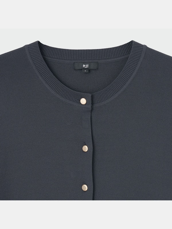 UVカットメタルボタンショートカーディガン（マシンウォッシャブル/UVカット機能）