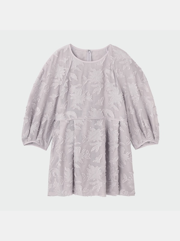 カットジャカードペプラムブラウス（7分袖）