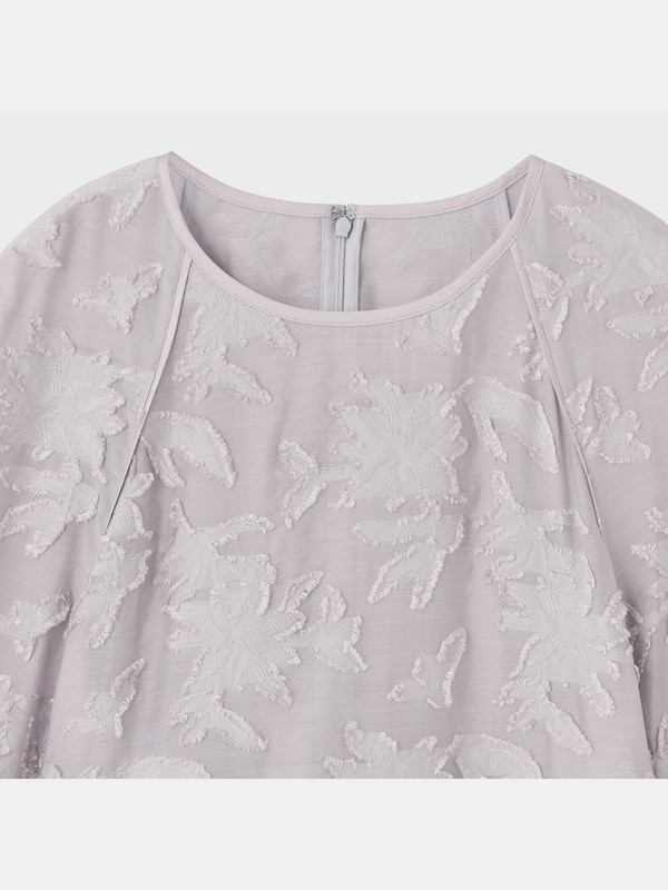 カットジャカードペプラムブラウス（7分袖）