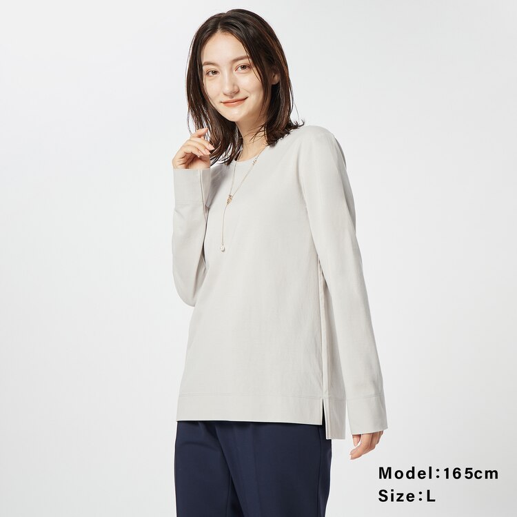 PLST(プラステ)公式 シルキーコットンブレンドクルーネックTシャツ（長袖） 123301106