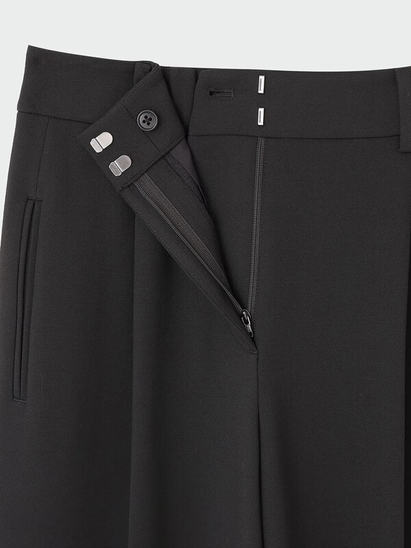 【丈長め】PLUS STYLE ワイドパンツ（ウールブレンドウォームリザーブ ）