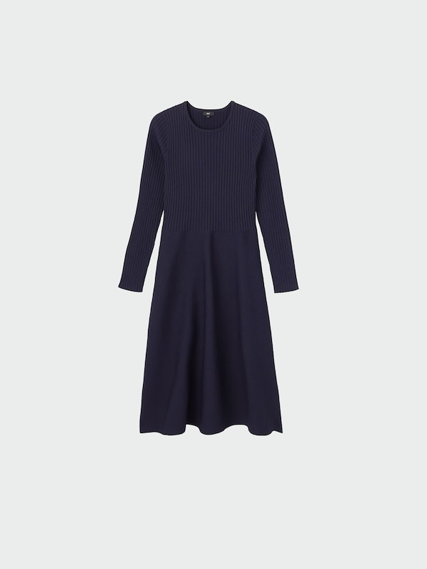 【丈短め】ホールガーメント®ニットフレアワンピース（長袖）