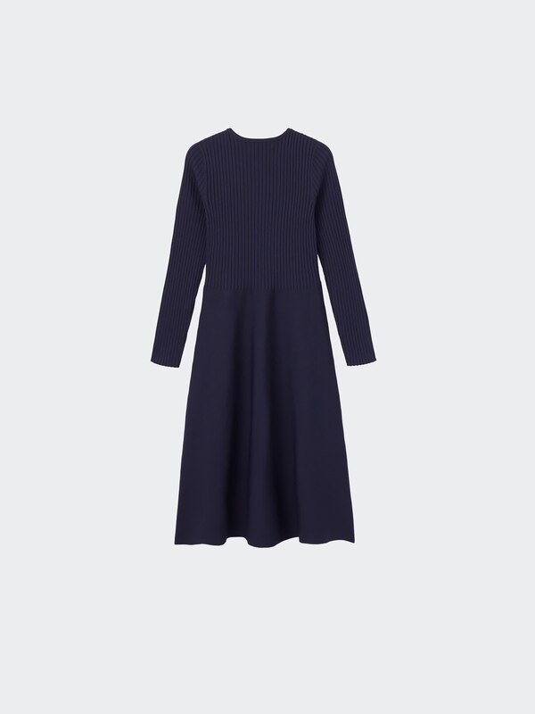 【丈短め】ホールガーメント®ニットフレアワンピース（長袖）
