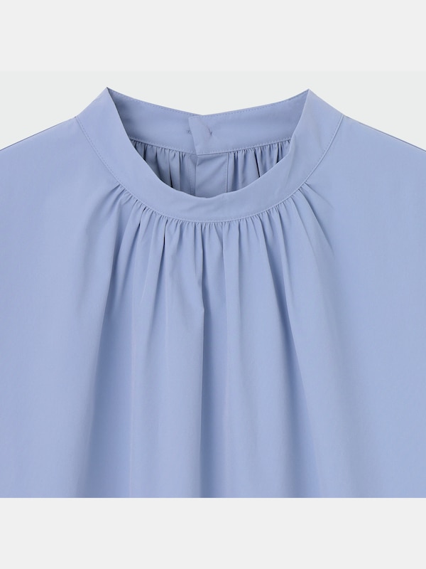 ハイネックギャザーブラウス（吸汗速乾）（長袖）