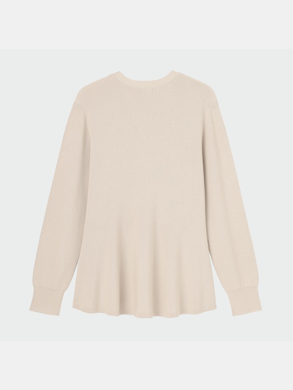 Vネックパールボタンペプラムカーディガン（長袖）