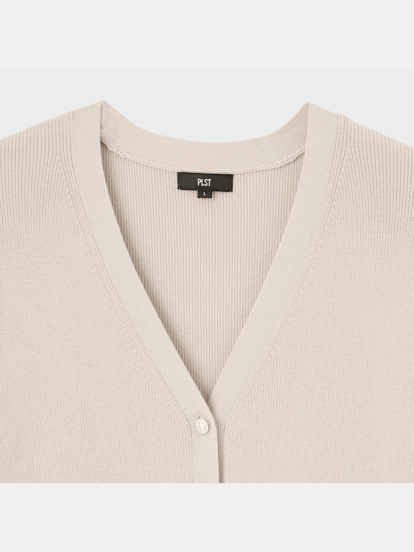 Vネックパールボタンペプラムカーディガン（長袖）