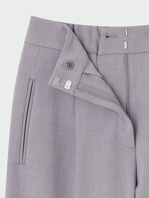 【丈長め】PLUS STYLE ワイドパンツ（ウールブレンドウォームリザーブ）