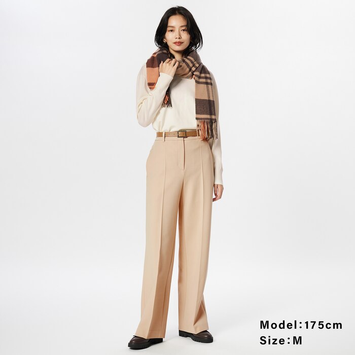 PLUS STYLE ワイドパンツ（ウォームリザーブ）（丈長め）