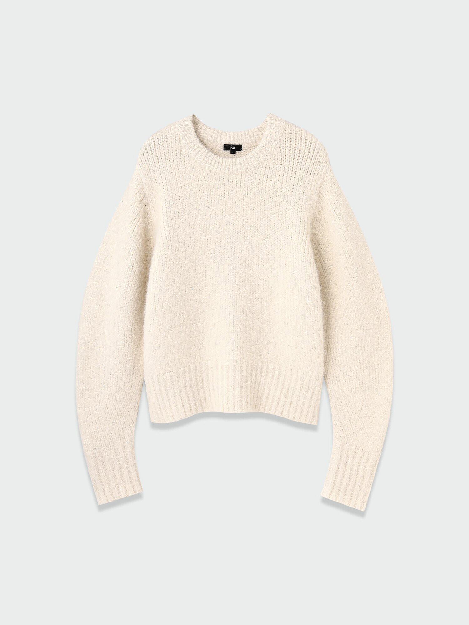 美品✨プラステ PLST ウールカシミヤ バックスリット クルーネックニット 青 PLST(プラステ)公式 | スパンコールバックスリットセーター