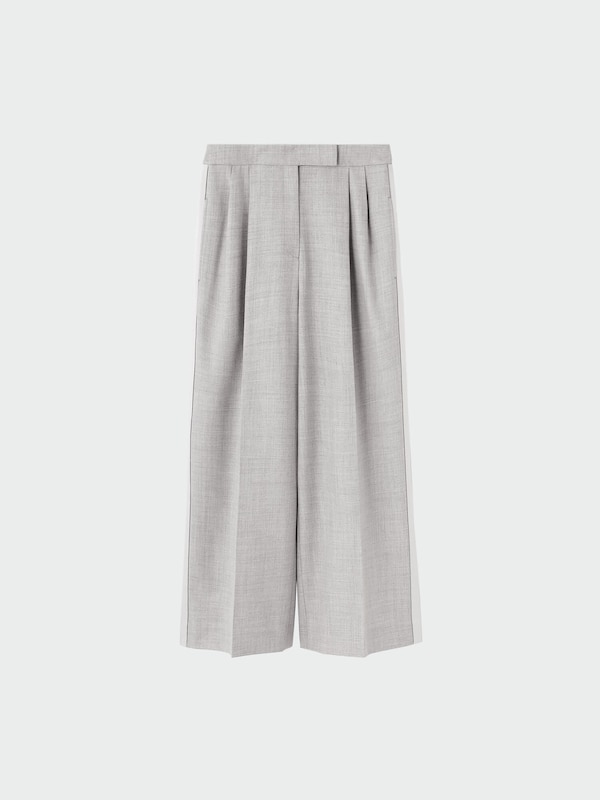 ウールブレンドサイドラインワイドパンツ