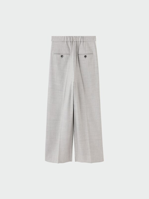 ウールブレンドサイドラインワイドパンツ