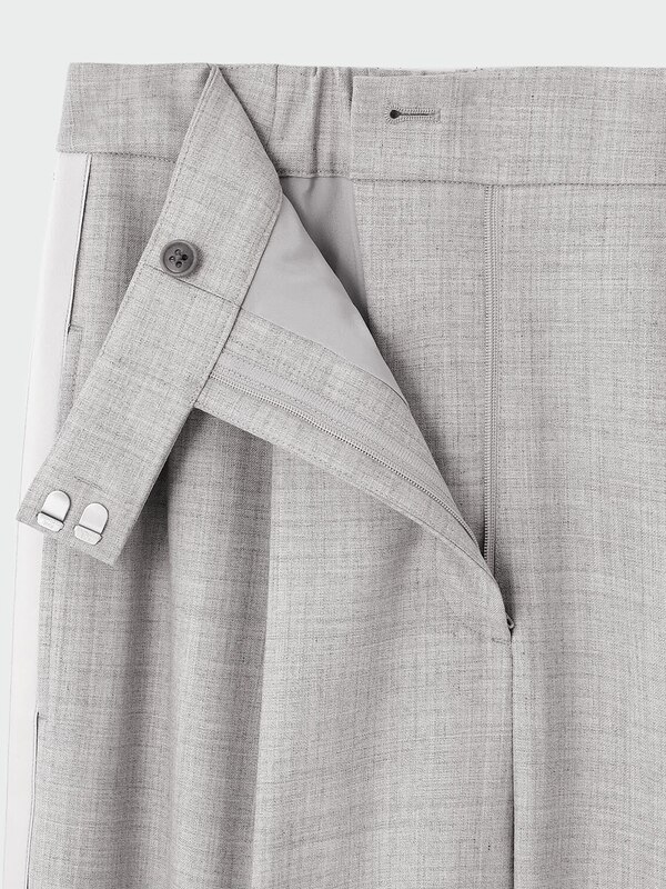 ウールブレンドサイドラインワイドパンツ