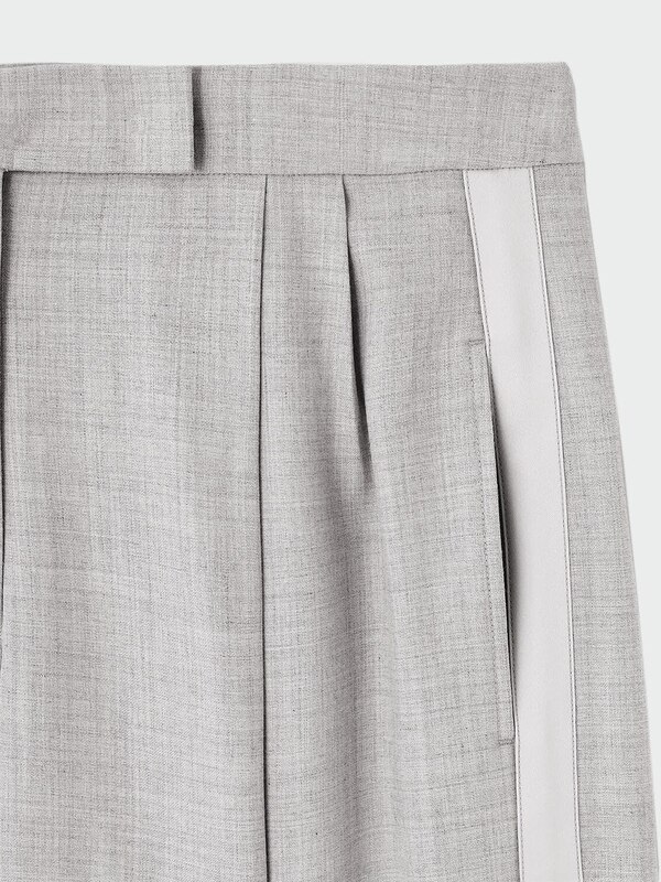 ウールブレンドサイドラインワイドパンツ