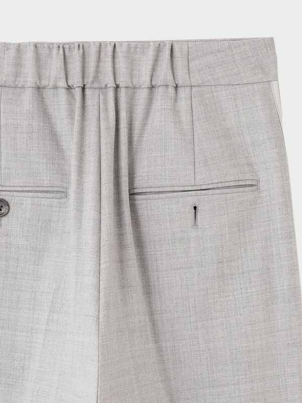 ウールブレンドサイドラインワイドパンツ