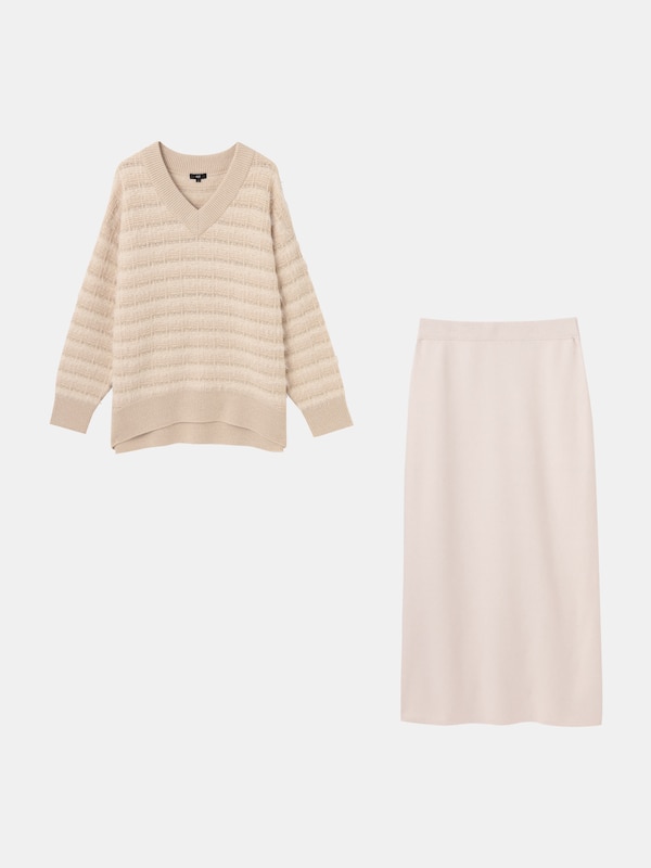フェザーツイードニットスカートセットアップ（長袖）