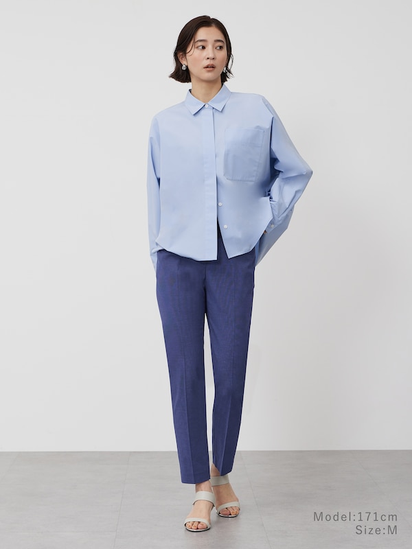 【丈長め】スティックパンツ（リネン ブレンド）