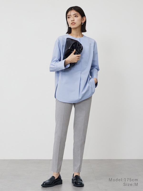 【丈長め】スティックパンツ（リネンブレンド）