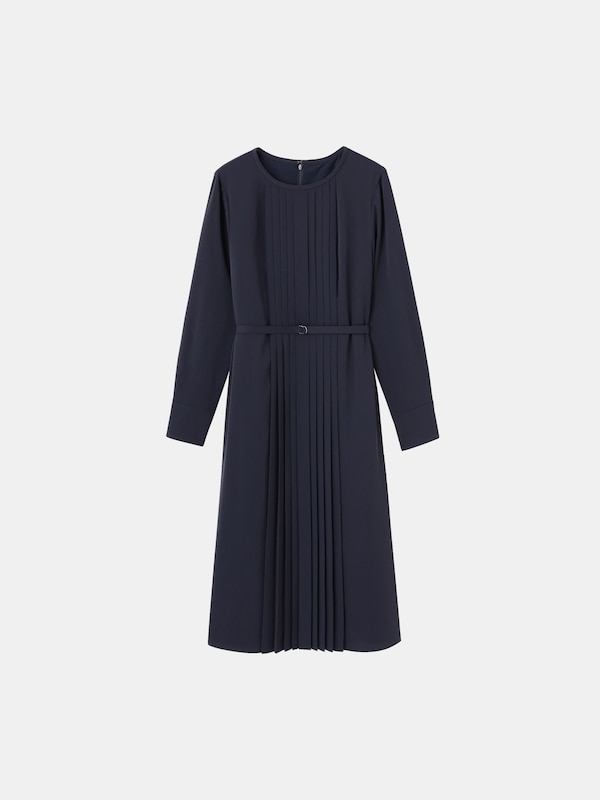 ジョーゼットプリーツワンピース（長袖）