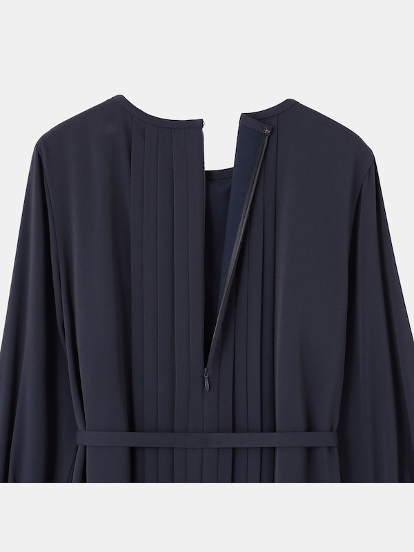 ジョーゼットプリーツワンピース（長袖）