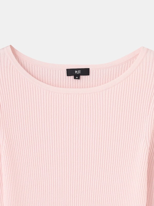 ボートネックリブニットプルオーバー（長袖）