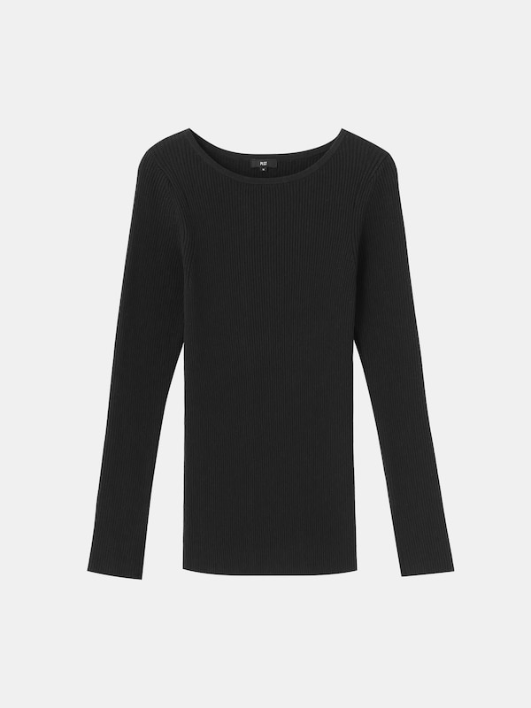 ボートネックリブニットプルオーバー（長袖）