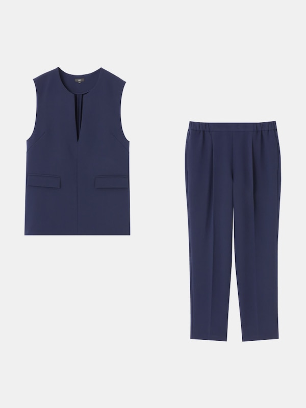 Vネックベストパンツセットアップ