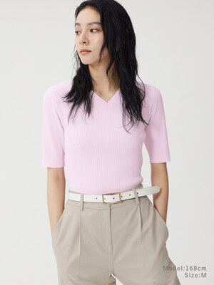 UVカットレーヨンブレンド2WAYセーター（マシンウォッシャブル）（半袖）