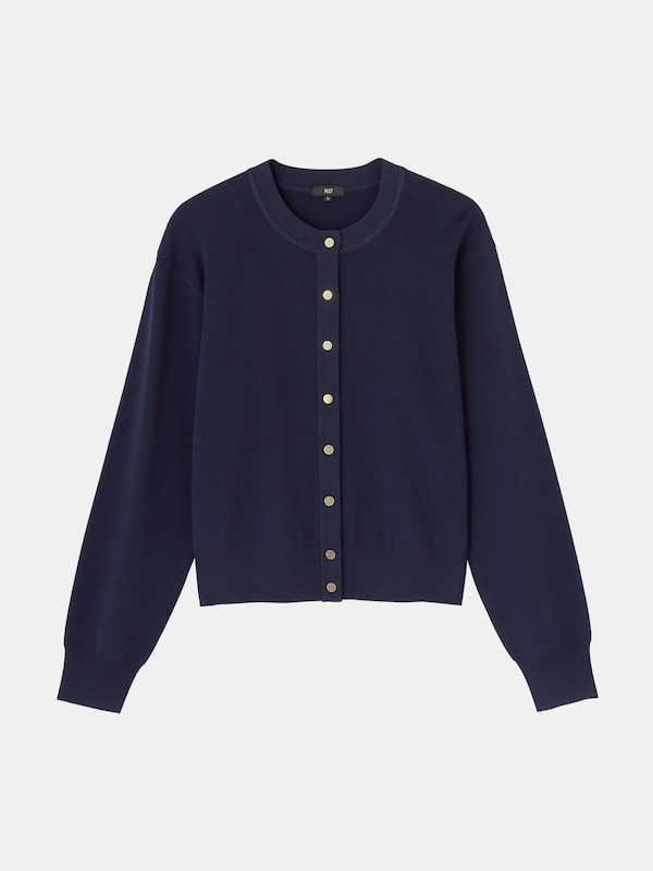 UVカットレーヨンブレンドメタルボタンカーディガン