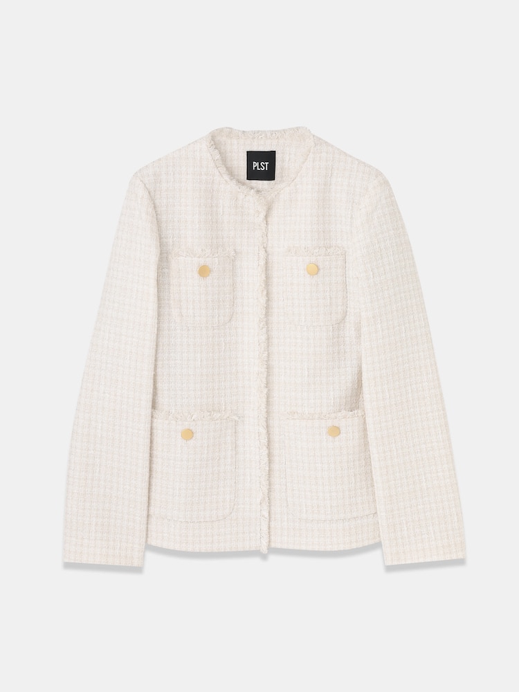 deres デレスswich neck feather 揺らい short coat 白 