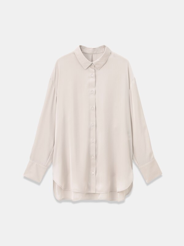 サテンレギュラーカラーシャツ（長袖）