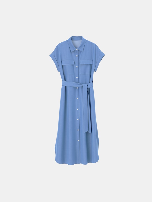 シャンブレーシャツワンピース（半袖）