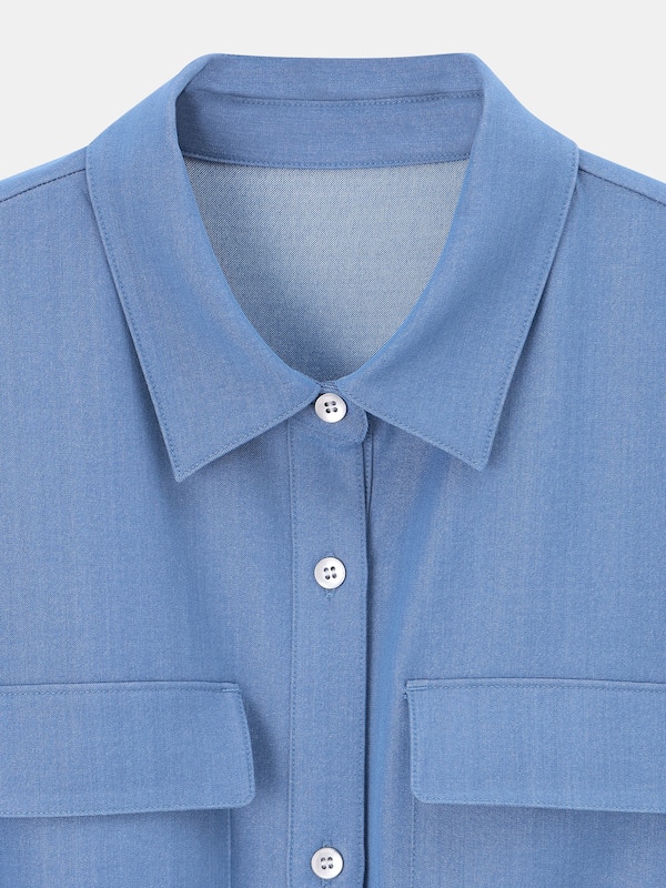 シャンブレーシャツワンピース（半袖）