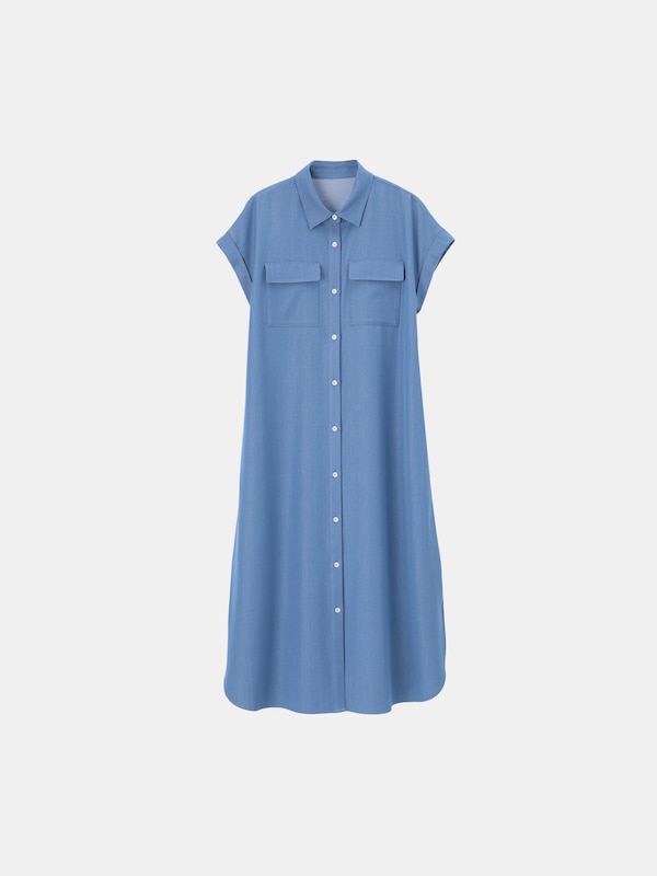 シャンブレーシャツワンピース（半袖）