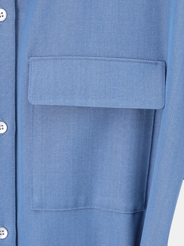 シャンブレーシャツワンピース（半袖）