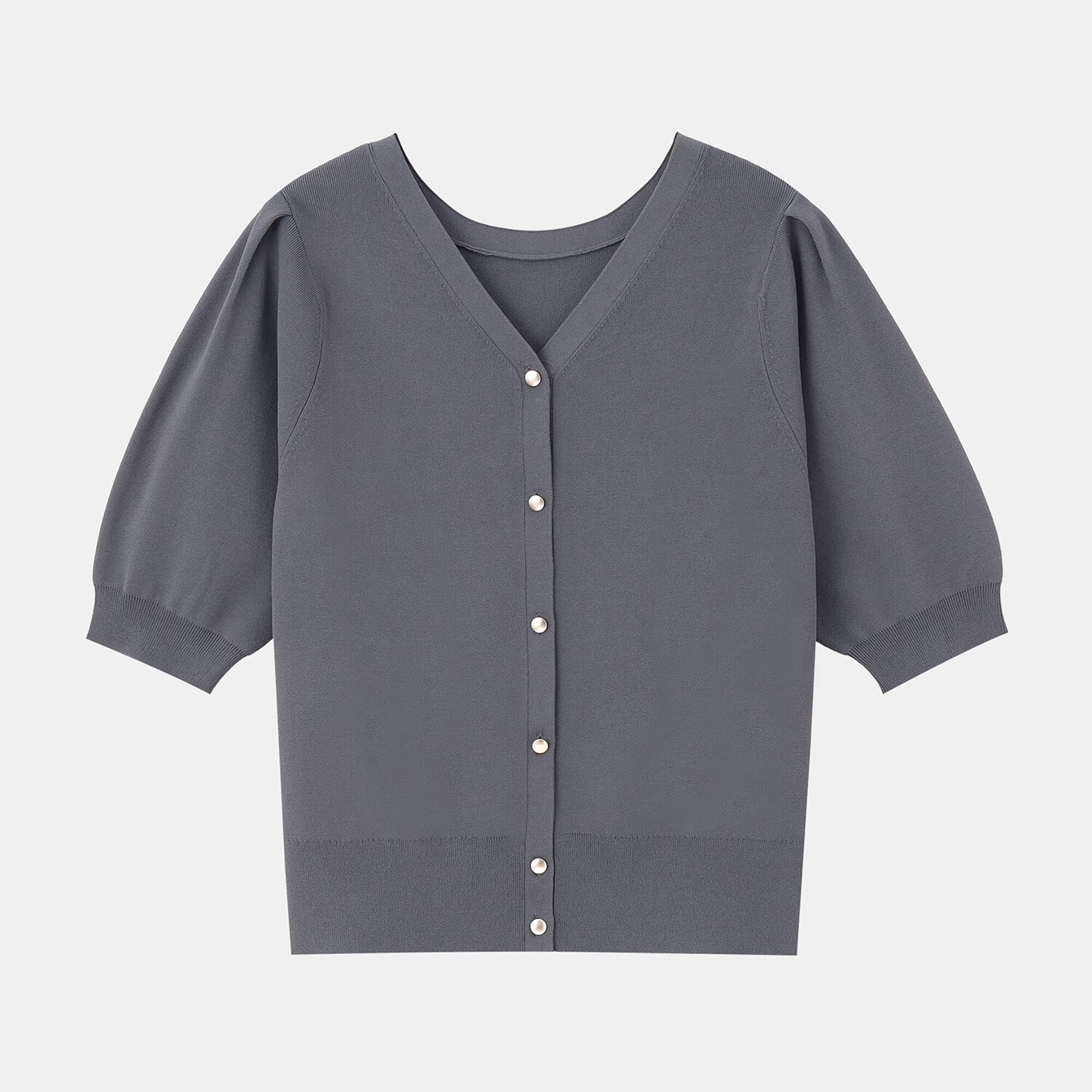 PLST - ❁aya❁PLST レーヨンポリエステルVネックパフスリーブカーディガン PLST - ❁aya様専用❁PLST レーヨンポリエステルVネック