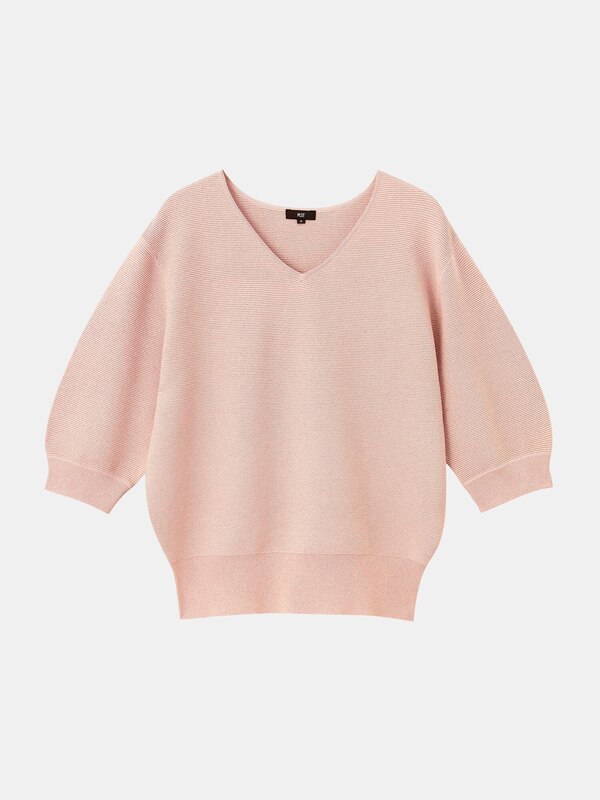 ラメミックスVネックセーター（5分袖）