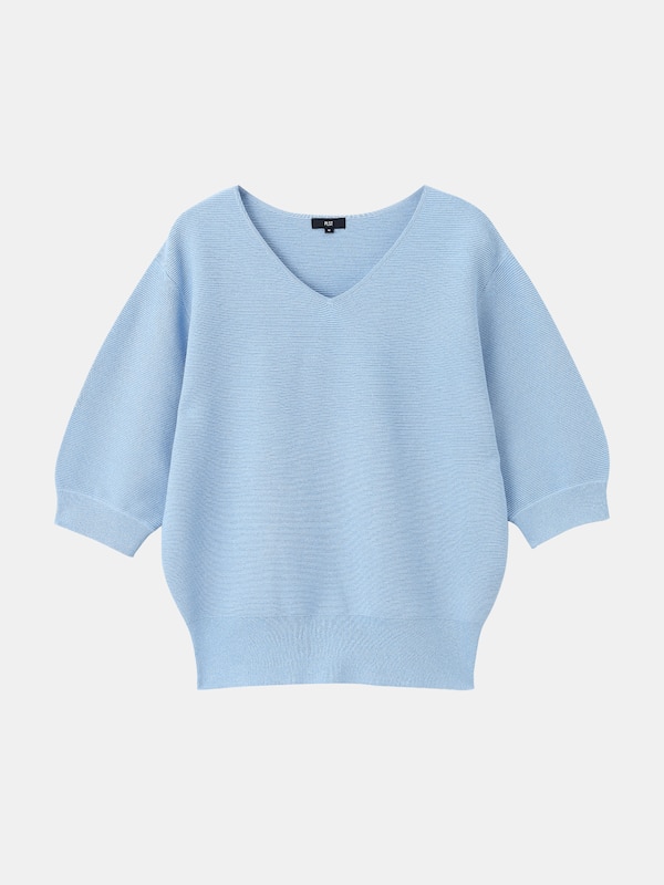 ラメミックスVネックセーター（5分袖）