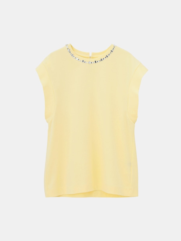 ビジューネックダブルスリーブTシャツ（半袖）