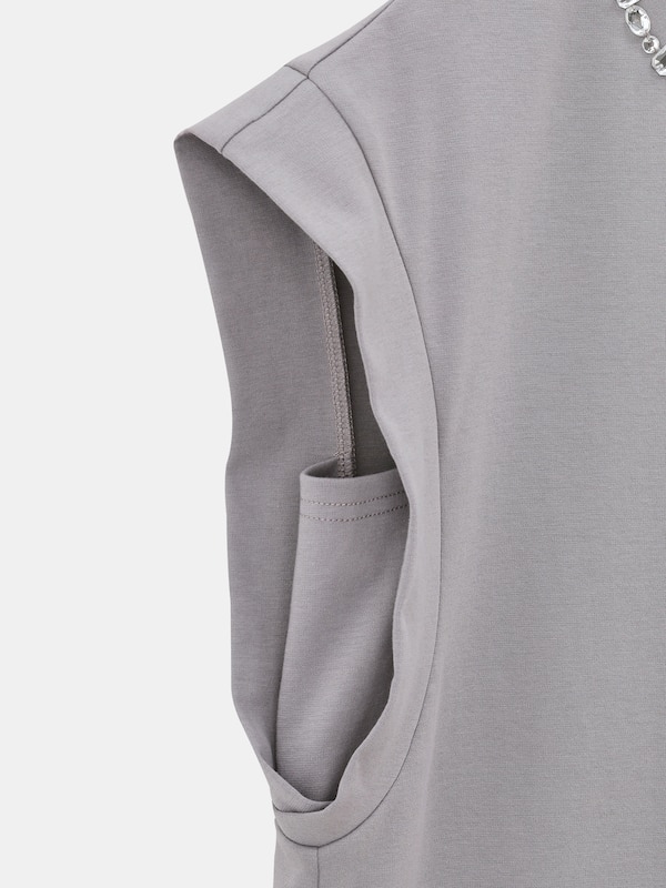 ビジューネックダブルスリーブTシャツ（半袖）