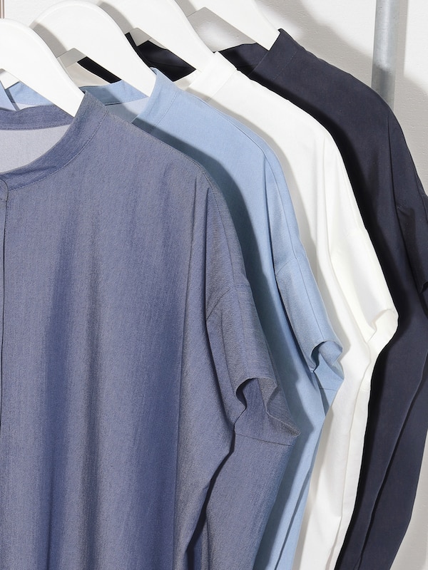 ストレッチツイルバンドカラーシャツ