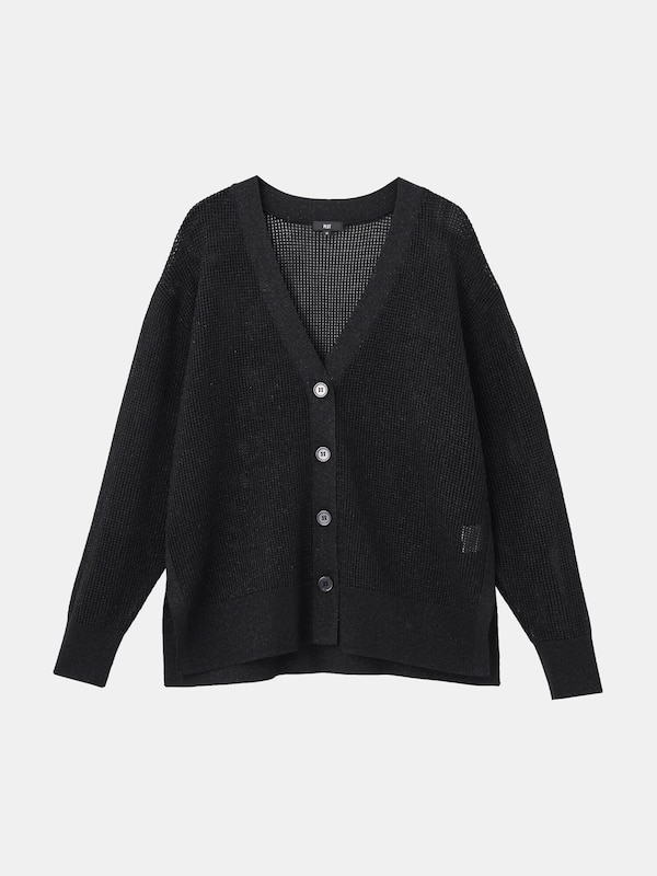 ラメメッシュVネックカーディガン（長袖）