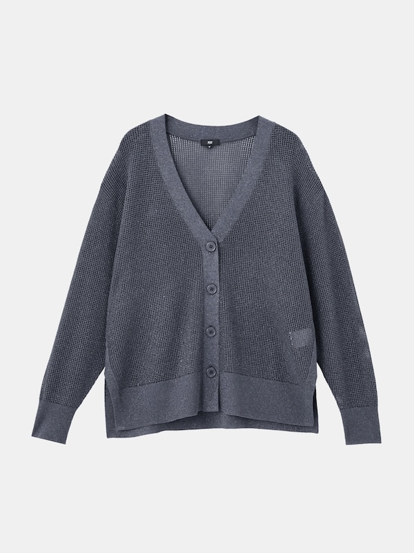 ラメメッシュVネックカーディガン（長袖）