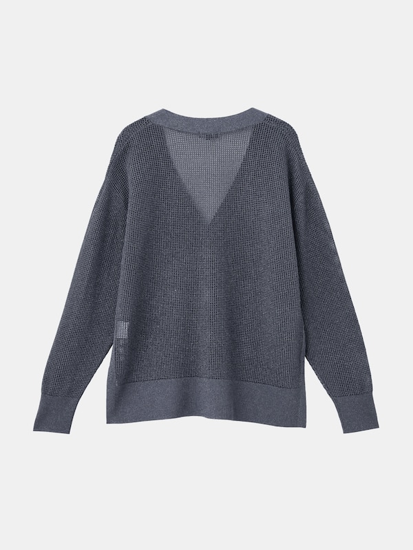 ラメメッシュVネックカーディガン（長袖）