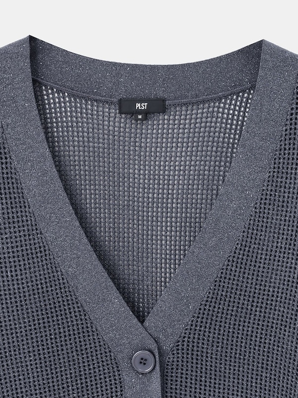 ラメメッシュVネックカーディガン（長袖）