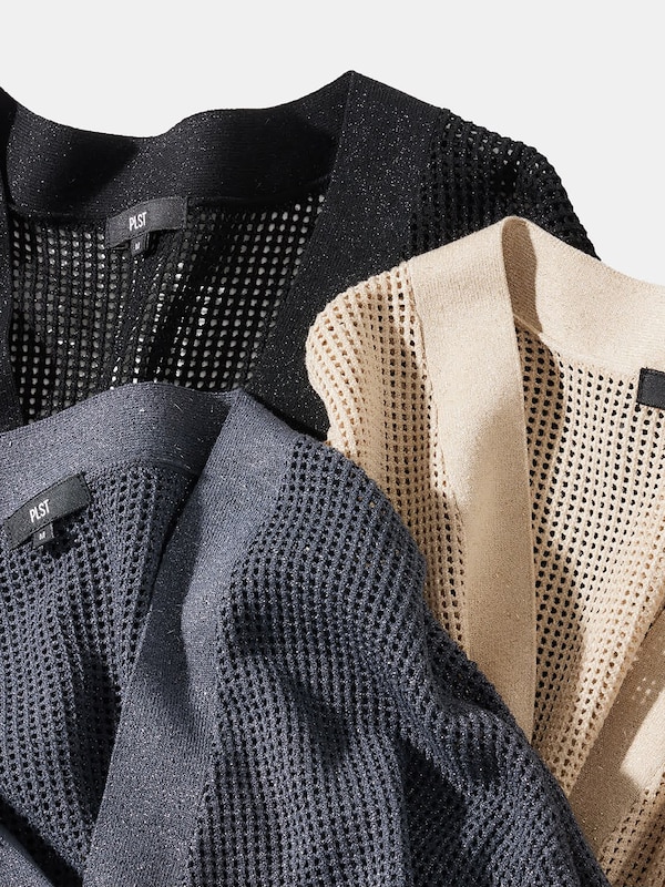 ラメメッシュVネックカーディガン（長袖）