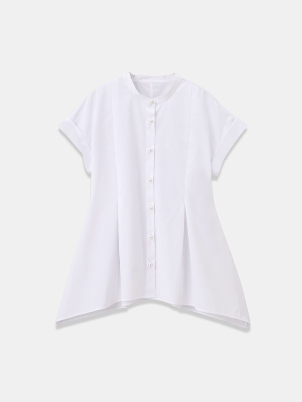 パールボタンペプラムシャツ