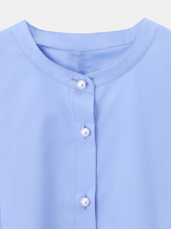 パールボタンペプラムシャツ