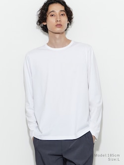 シルキーコットンクルーネックTシャツ（長袖）