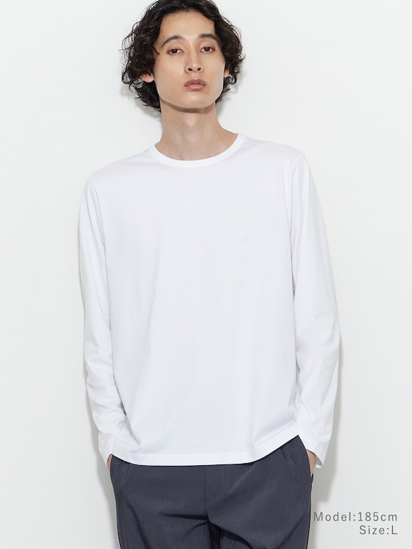 シルキーコットンクルーネックTシャツ（長袖）